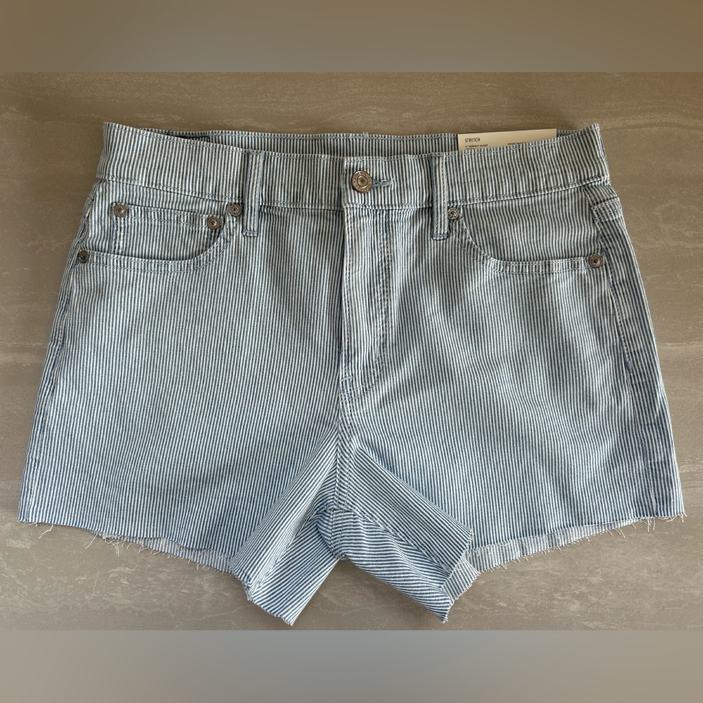 American Eagle Outfitters Striped Jean Shorts Stretch High Rise 98% Cotton